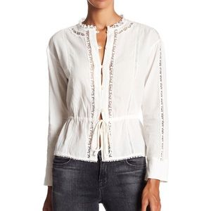Rebecca Taylor Lace Trim Buttondown Blouse Sz S
